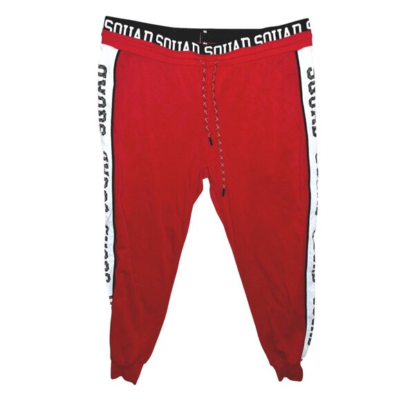 No Boundaries Red Jogger Pants Sz 2XL Squad Print Elastic Waistband & Drawstring - Picture 1 of 6